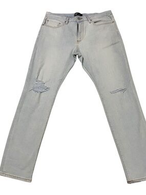 GAP Slim Fit Light Blue Ripped Jeans Men 34x30 Distressed Denim
